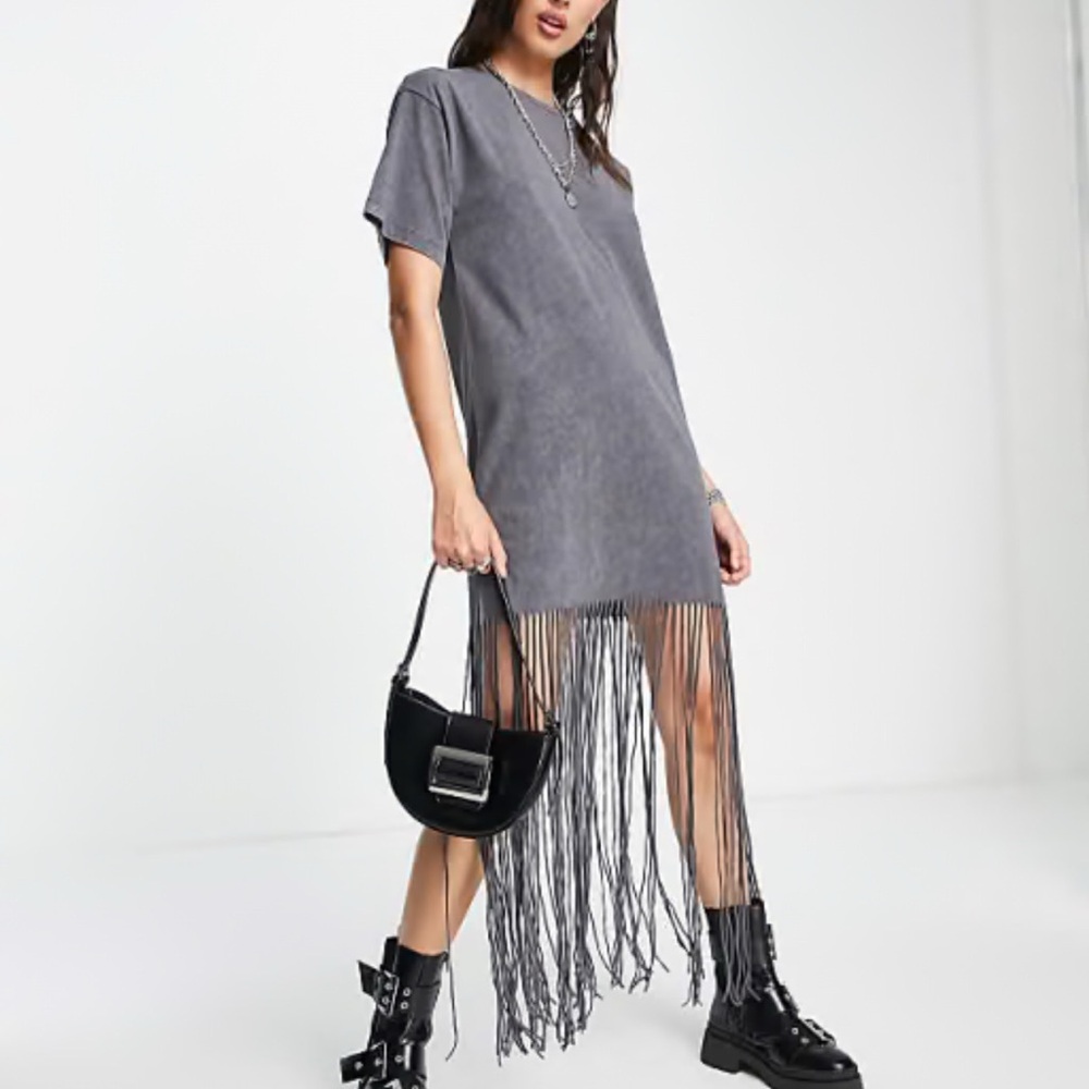Grey Fringe Dress
